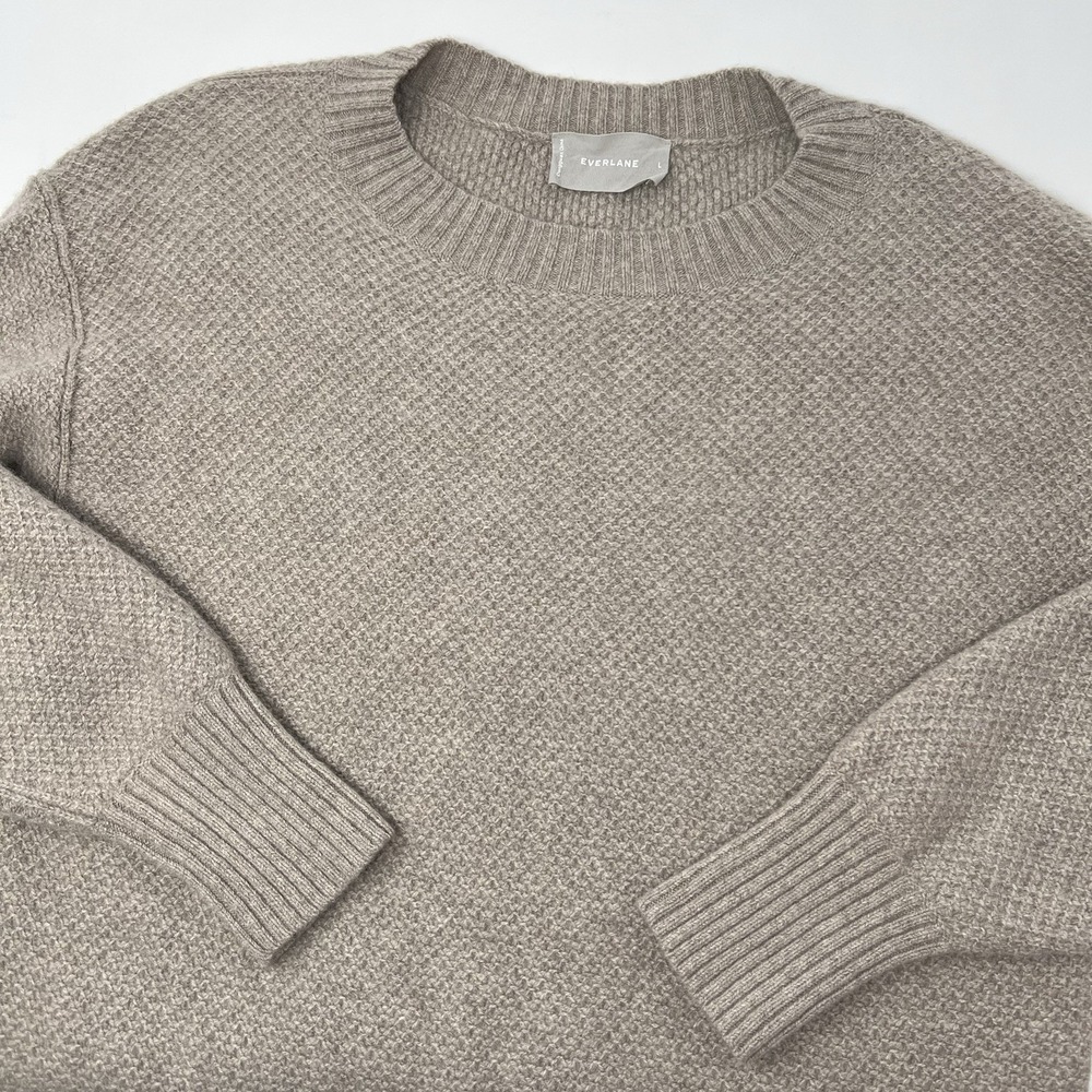 Everlane The Cashmere Wool Stroopwafel Crew Sweater Size Large Brown Minimal